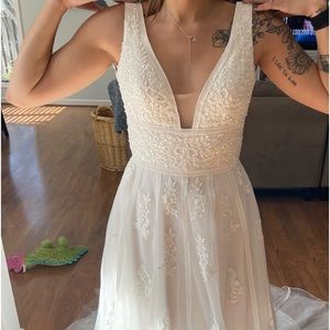 New Lillian West wedding gown in sand/ivory/nude. Not altered.